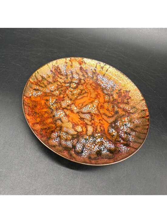 Bonnie Shopper Other - Vintage Bonnie Shopper Enamel On Copper Trinket Dish Mid Century Modern Orange